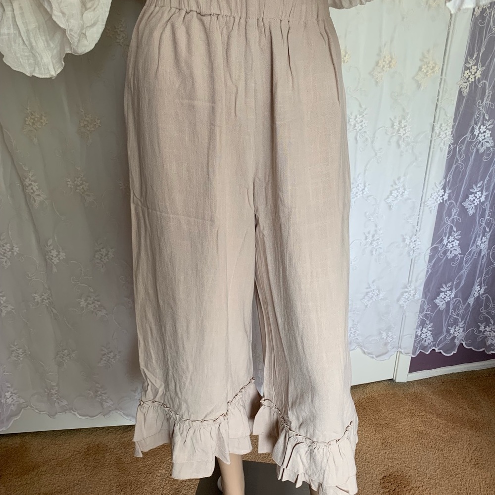 High waist ruffle hem wide leg Boho Pants